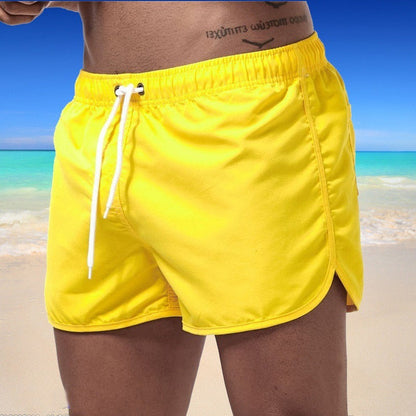 Wiązane męskie szorty kąpielowe z białym sznurkiem Connor - Żółty / S